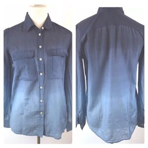 GAP Cotton Silk Ombre Button Front Shirt T29
